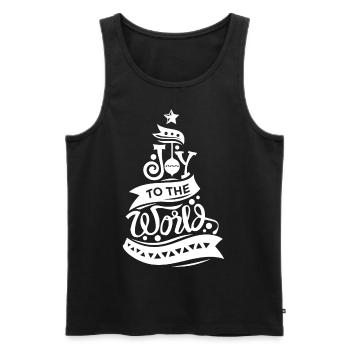 Joy To The World Weihnachtsbaum Feiertagszitat - Männer Premium Bio Tank Top - Schwarz - Vorne - Michal (187cm)