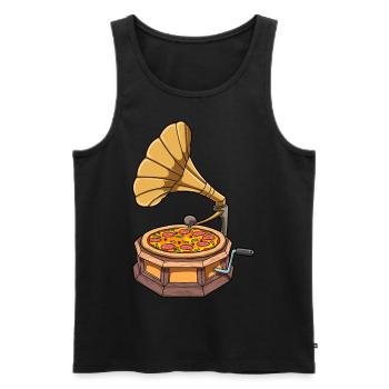 Funny Pizza Gramophone Record Player - Men's Premium Organic Tank Top - black - Front - AI Model Male 178 light (178cm)