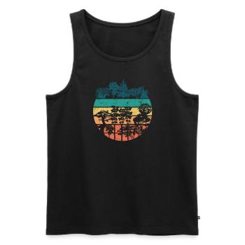 Retro Forest Trees Mountains Nature Lovers - Outdoor - Men's Premium Organic Tank Top - black - Front - AI Model Male 178 light (178cm)