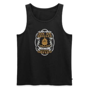 BIN AM GRILLEN KEINE TIPS BIER BRINGEN ABFLUG - - Männer Premium Bio Tank Top - Schwarz - Vorne - Michal (187cm)