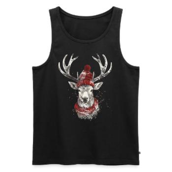 Rentier - Männer Premium Bio Tank Top - Schwarz - Vorne - Michal (187cm)