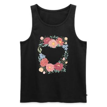 Floral wreath in heart shape with roses in vintage look - Men's Premium Organic Tank Top - black - Front - Michal (187cm)
