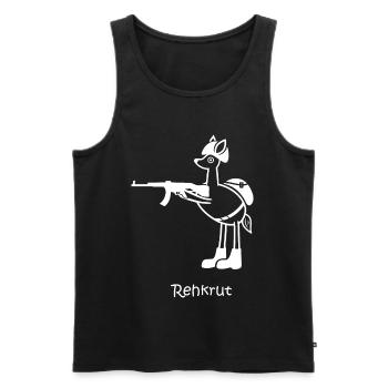 rehkrut, Rekrut, lustiges Reh, Soldat, Armee, Heer - Männer Premium Bio Tank Top - Schwarz - Vorne - Michal (187cm)