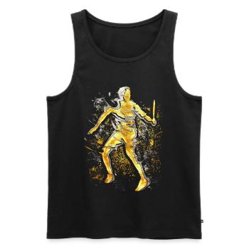 Badminton - Smash - Badminton Player - Men's Premium Organic Tank Top - black - Front - AI Model Male 178 light (178cm)
