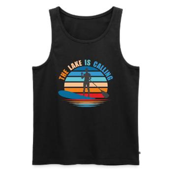 Standup paddling The lake est calling - Débardeur bio Premium Homme - noir - Devant - AI Model Male 178 light (178cm)