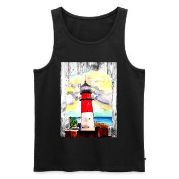 EC Holiday I Lighthouse I Büsum I Sea I North Sea - Men's Premium Organic Tank Top - black - Front - AI Model Male 178 light (178cm)