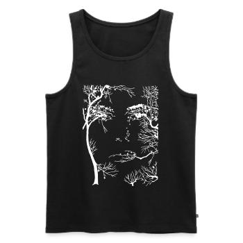 Visage de la forêt (blanc) - Débardeur bio Premium Homme - noir - Devant - AI Model Male 178 light (178cm)