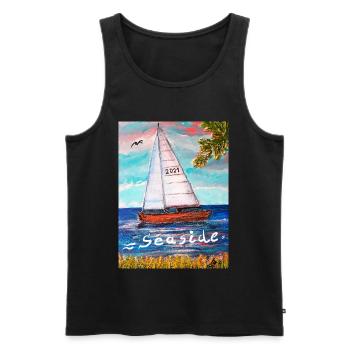 EC Holidays I Boat I Sea I Seaside I Sailing I - Men's Premium Organic Tank Top - black - Front - AI Model Male 178 light (178cm)