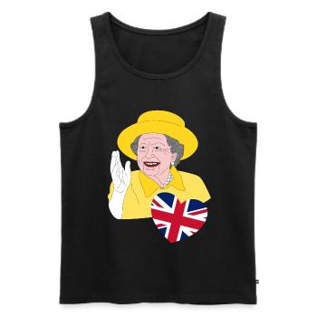 Britische Königin Elizabeth II. mit Union Jack - Männer Premium Bio Tank Top - Schwarz - Vorne - AI Model Male 178 light (178cm)