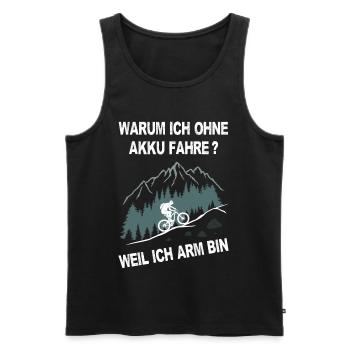 E-Bike, Mountainbike, bergauf, radfahren, Berge - Männer Premium Bio Tank Top - Schwarz - Vorne - Michal (187cm)