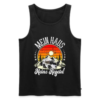 Camping Camper Campen - Männer Premium Bio Tank Top - Schwarz - Vorne - Michal (187cm)