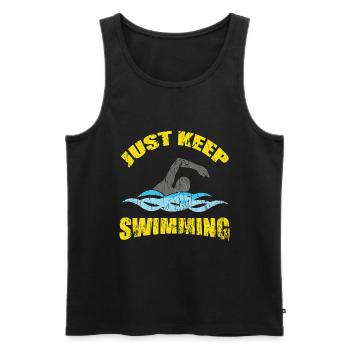 Swimmers Swimming 50 meters track Breaststroke - Men's Premium Organic Tank Top - black - Front - AI Model Male 178 light (178cm)