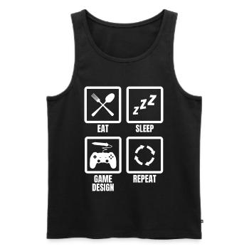 Eat Sleep Game Design Repeat - Men's Premium Organic Tank Top - black - Front - AI Model Male 178 light (178cm)