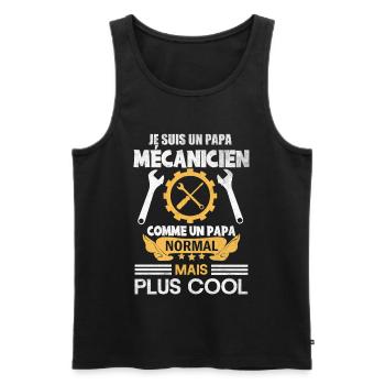 Papa mécanicien comme papa normal mais plus cool - Débardeur bio Premium Homme - noir - Devant - Michal (187cm)