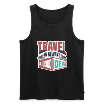 Urlaub Reisen Flugzeug Sonne Meer Strand - Männer Premium Bio Tank Top - Schwarz - Vorne - Michal (187cm)