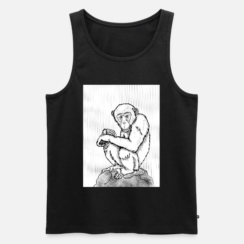 Nachdenklicher Schimpanse - Männer Premium Bio Tank Top - Schwarz