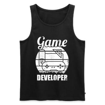 Games Developer - Men's Premium Organic Tank Top - black - Front - AI Model Male 178 light (178cm)