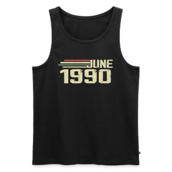 Juin 1990 Anniversaire Juin 1990 Juin 1990 Anniversaire - Débardeur bio Premium Homme - noir - Devant - Michal (187cm)