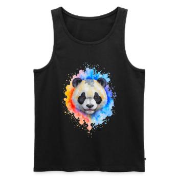 Éclaboussure de panda aquarelle - Débardeur bio Premium Homme - noir - Devant - AI Model Male 178 light (178cm)