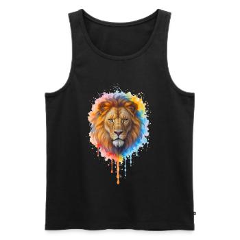 Lion à l’aquarelle - Débardeur bio Premium Homme - noir - Devant - AI Model Male 178 light (178cm)