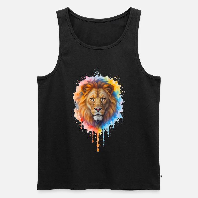 Löwe im Aquarell - Männer Premium Bio Tank Top - Schwarz