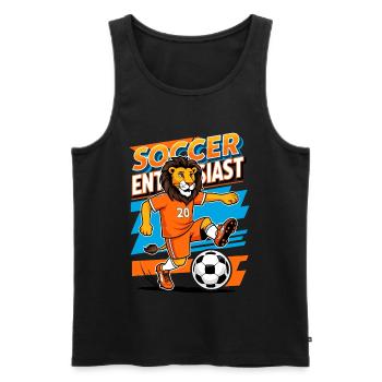 Lion Soccer Player - Men's Premium Organic Tank Top - black - Front - Michal (187cm)
