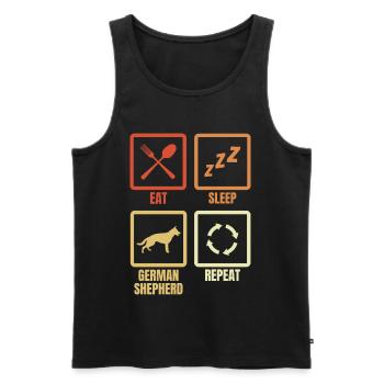 Essen Schlafen Schäferhund Wiederholen - Männer Premium Bio Tank Top - Schwarz - Vorne - Michal (187cm)