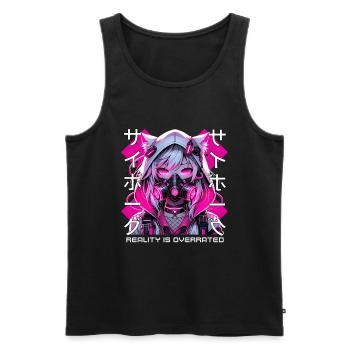 Cyberpunk Anime Girl Cyborg Futuristic Japanese - Men's Premium Organic Tank Top - black - Front - Michal (187cm)