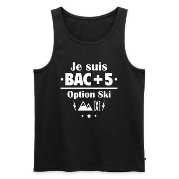 Bac+5 option ski, fête des pères, cadeau de noël - Débardeur bio Premium Homme - noir - Devant - Michal (187cm)