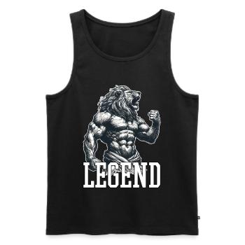 Légende Lion Motivation Combattant Cadeau - Débardeur bio Premium Homme - noir - Devant - AI Model Male 178 light (178cm)