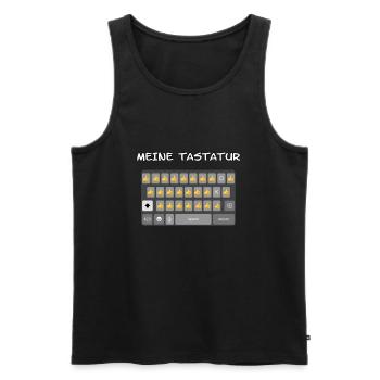 MON CLAVIER LÈVE LE POUCE. Message Père Papa - Débardeur bio Premium Homme - noir - Devant - Michal (187cm)