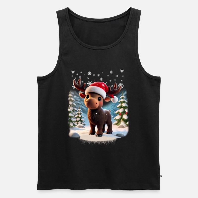 Elch - Moose - Weihnachten - Schnee - Männer Premium Bio Tank Top - Schwarz