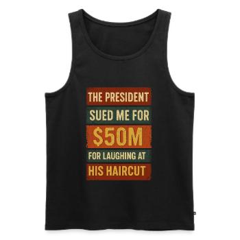 Humorous President Sues Meme Design - Men's Premium Organic Tank Top - black - Front - AI Model Male 178 light (178cm)