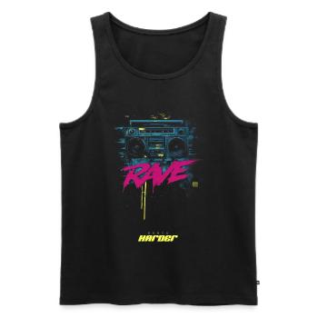RAVE DAnce harder - Männer Premium Bio Tank Top - Schwarz - Vorne - AI Model Male 178 light (178cm)