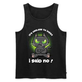 Stubborn Cat - Men's Premium Organic Tank Top - black - Front - AI Model Male 178 light (178cm)