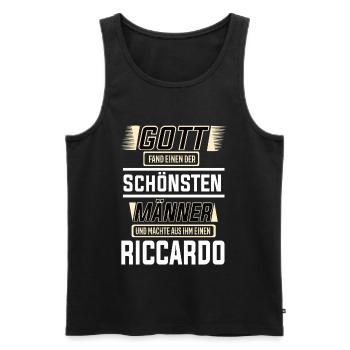 Riccardo the Most Beautiful Man Shaped by God Design - Men's Premium Organic Tank Top - black - Front - Michal (187cm)