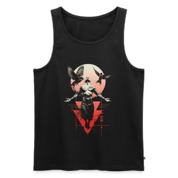 Ethereal Man with Wings and Moon - Men's Premium Organic Tank Top - black - Front - AI Model Male 178 light (178cm)