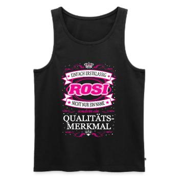 Qualitätsmerkmal Rosi einfach Erstklassig - Männer Premium Bio Tank Top - Schwarz - Vorne - AI Model Male 178 light (178cm)