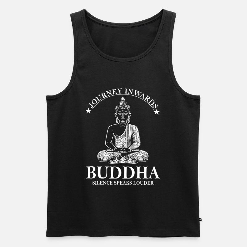 Buddha Design – Silence Speaks Louder - Männer Premium Bio Tank Top - Schwarz