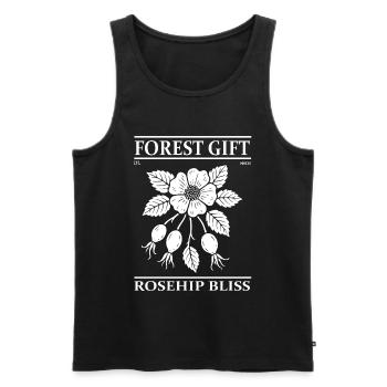 Hagebutte Design – Rosehip Bliss - Männer Premium Bio Tank Top - Schwarz - Vorne - Michal (187cm)