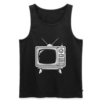 Design de téléviseur rétro - Style classique - Débardeur bio Premium Homme - noir - Devant - AI Model Male 178 light (178cm)