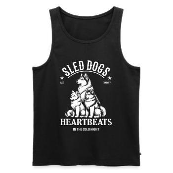 Schlittenhund Design – Heartbeats in Cold Night - Männer Premium Bio Tank Top - Schwarz - Vorne - Michal (187cm)