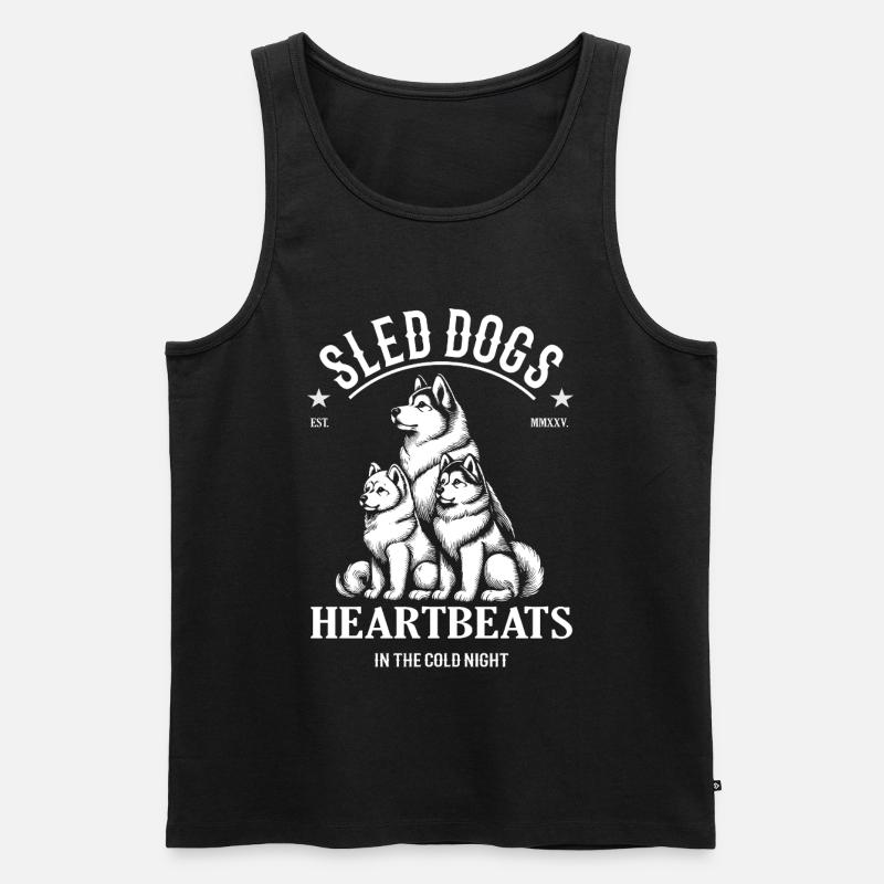 Schlittenhund Design – Heartbeats in Cold Night - Männer Premium Bio Tank Top - Schwarz