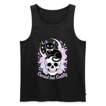 Cursed and Cuddly: Cat Skull - Men's Premium Organic Tank Top - black - Front - AI Model Male 178 light (178cm)