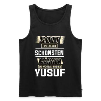 Yusuf the Most Beautiful Man Shaped by God Design - Men's Premium Organic Tank Top - black - Front - AI Model Male 178 light (178cm)