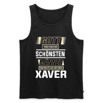 Xavier the Most Beautiful Man Shaped by God Design - Men's Premium Organic Tank Top - black - Front - AI Model Male 178 light (178cm)