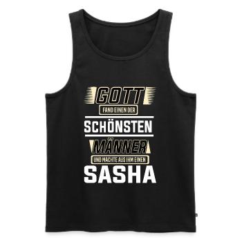 Sasha the Most Beautiful Man of God Shaped Design - Men's Premium Organic Tank Top - black - Front - Michal (187cm)
