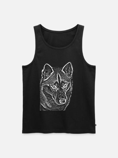 Wolfsblick Linienzeichnung Druckdesign Husky - Männer Premium Bio Tank Top - Schwarz