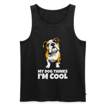 Bulldogge mit Spruch My Dog Thinks I'm Cool - Männer Premium Bio Tank Top - Schwarz - Vorne - Michal (187cm)