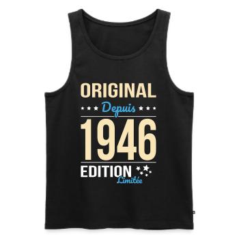 Original seit 1946 – 80-jähriges Jubiläum - Männer Premium Bio Tank Top - Schwarz - Vorne - AI Model Male 178 light (178cm)